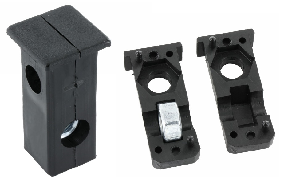 Rohová spojka pro jekly s&nbsp;vazbou a s&nbsp;maticí (spodní) – šroubovací